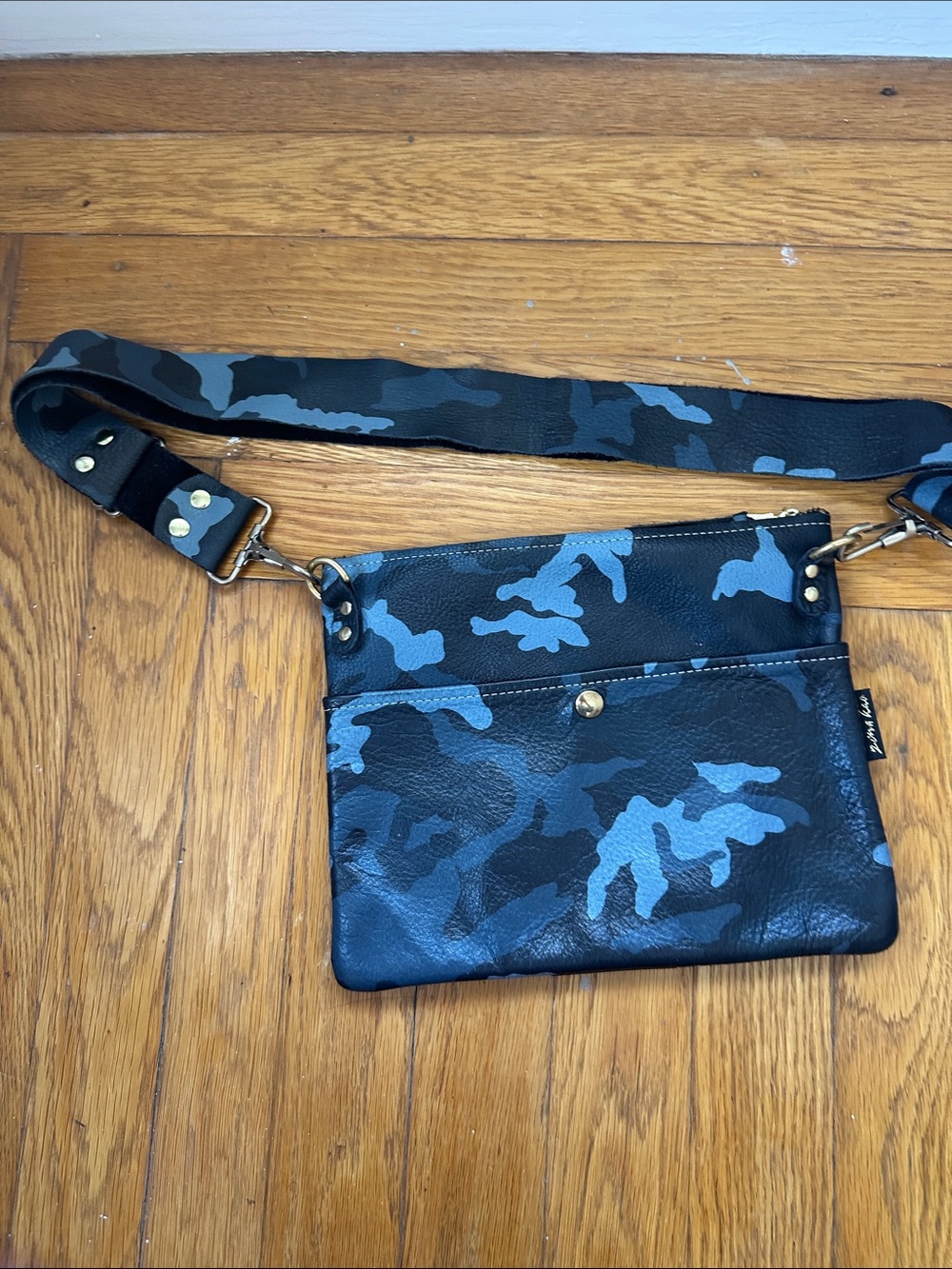 Camouflage Crossbody Sling Bag - Blue/Black